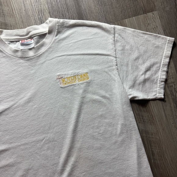 Hanes Other - Notre Dame Catholic vintage Hanes t shirt white gold embroidered men’s M